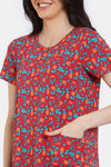 Zivame Shells Puzzle Knit Poly Knee Length Nightdress - Tomato Puree — thumbnail 5